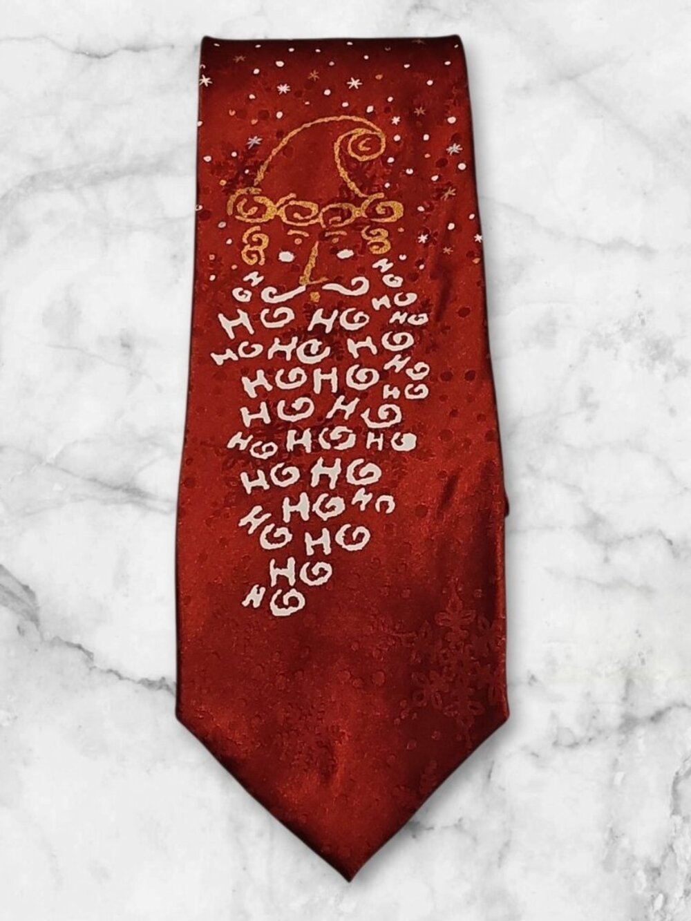 Red Christmas Santa Tie HO HO HO Novelty Holiday Necktie